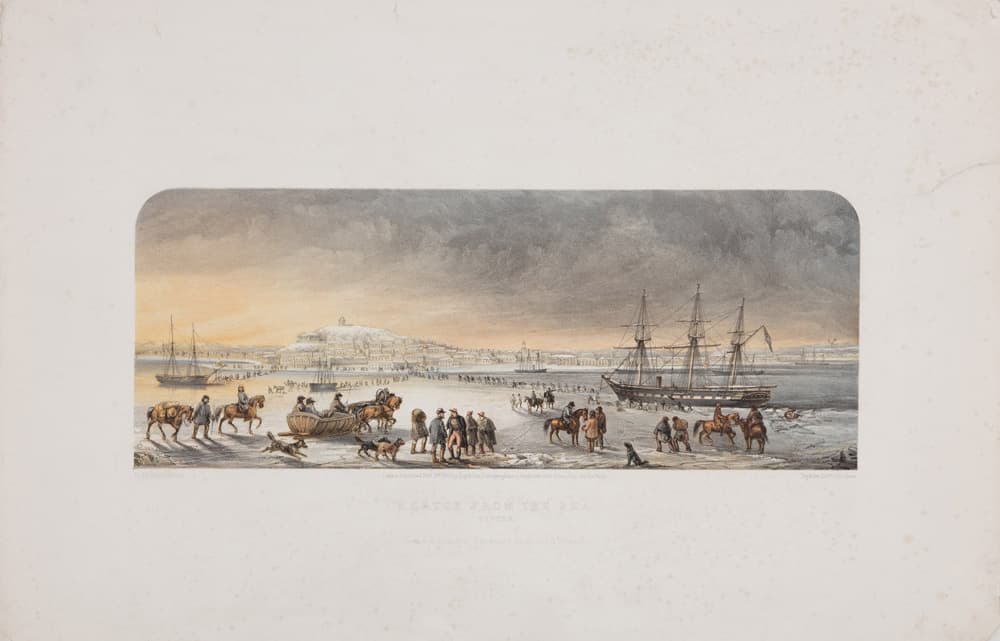 Bryson R. M. Kerch from the sea. Winter. Drawn from nature by major Frederick Stack late turkish contingent. = Керч з моря взимку. 1857