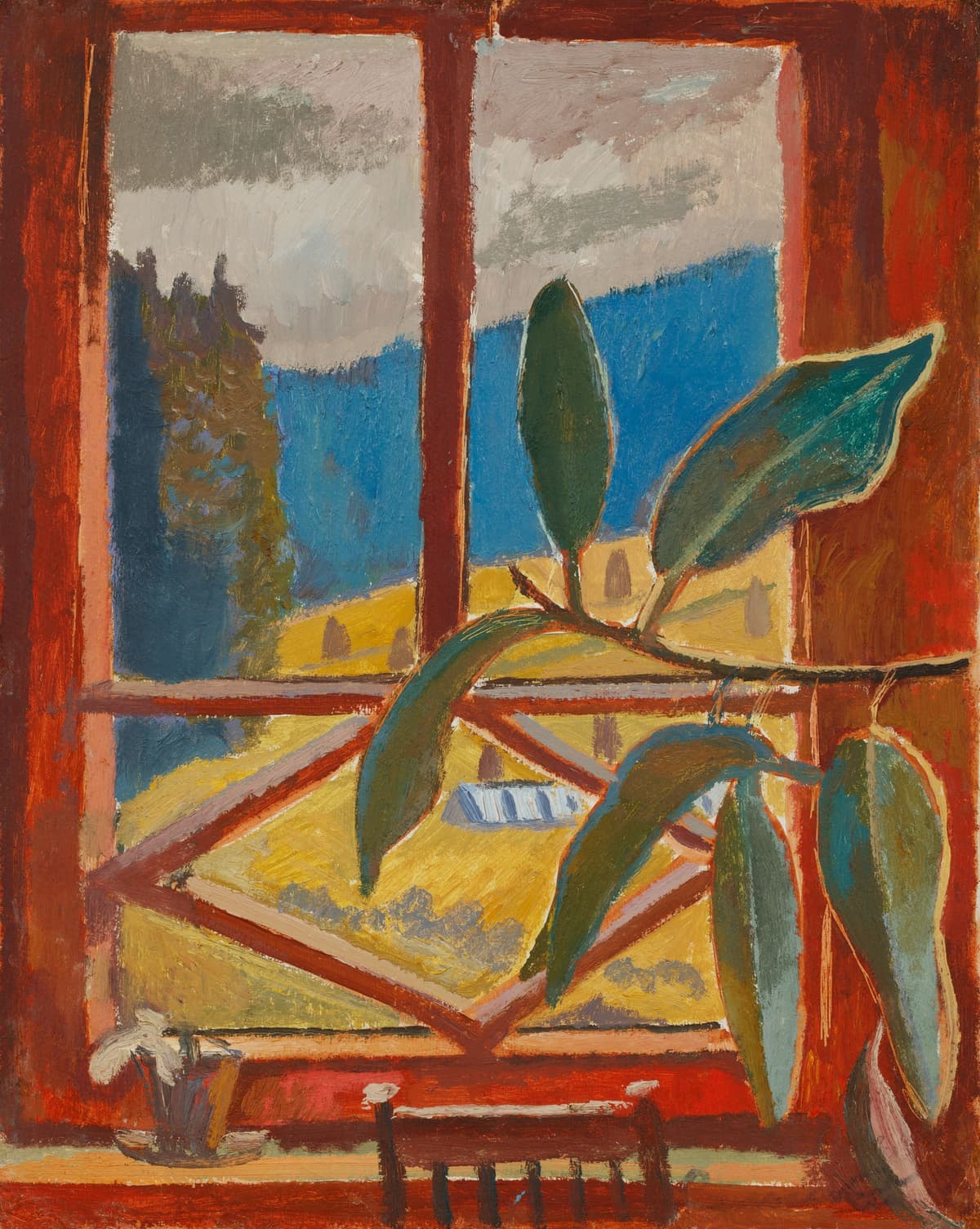 Вікно з гілкою фікуса