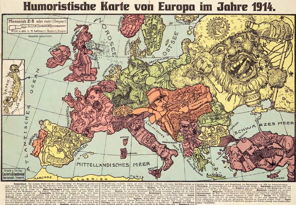 Humoristische Karte von Europa im Jahre 1914. = [Гумористична карта Європи у 1914 році.]