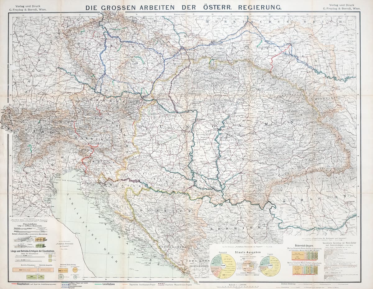 Карта «Die grossen Arbeiten der Österr. Regierung». [1900]