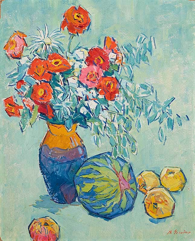 Натюрморт із червоними квітами