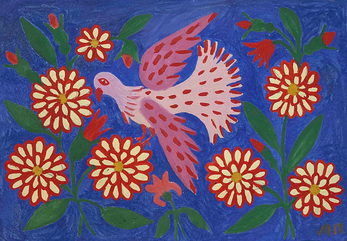 Птах у квітах