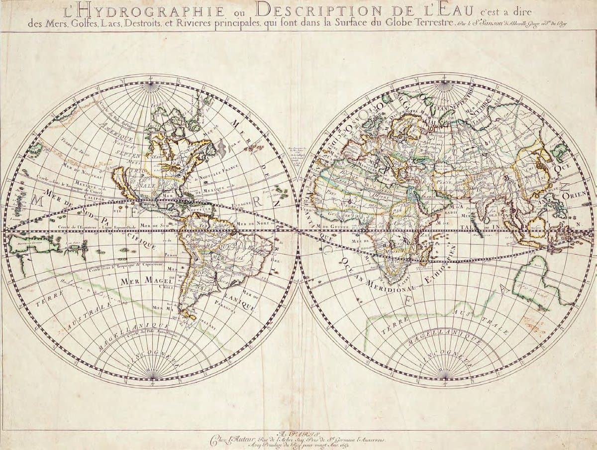 L’Hydrographie ou Description de L’Eau c’est a dire des Mers, Golfes, Lacs, Destroits, et Rivieres principales, qui sont dans la Surface du Globe Terrestre
